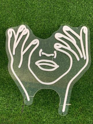 Closing Eyes with Hands Sign Neon